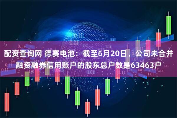 配资查询网 德赛电池：截至6月20日，公司未合并融资融券信用账户的股东总户数是63463户